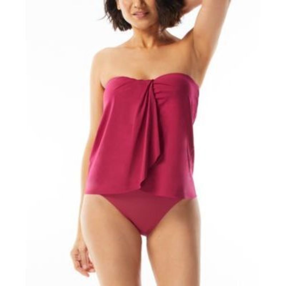 NWT Coco Reef Contours Clarity Bra-Sized Bandeau Tankini Top Pink / Red